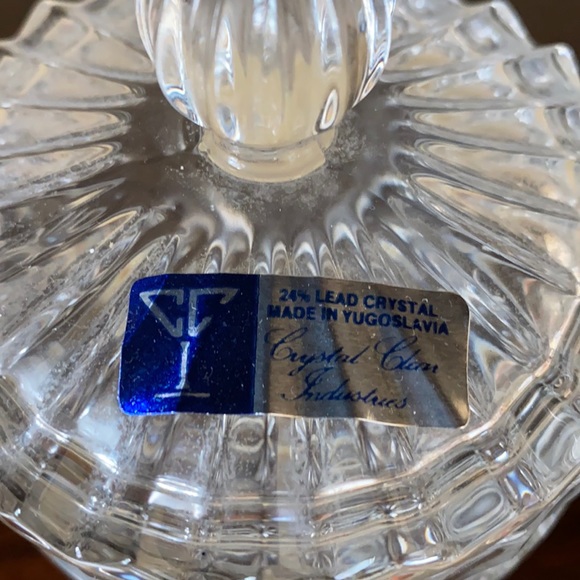 Made in Yugoslavia 24% lead crystal glass jar w lid - Picture 2 of 7